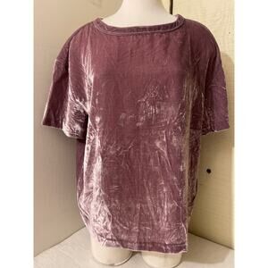 Calvin Klein Jeans Size Large Crushed Velvet Short Sleeve Blouse‎